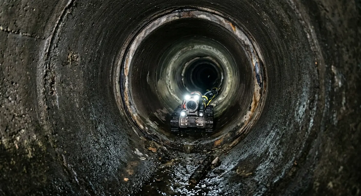 Robotic sewer camera inspecting pipe interior for Sewer Line Cleaning in Schuylkill Haven